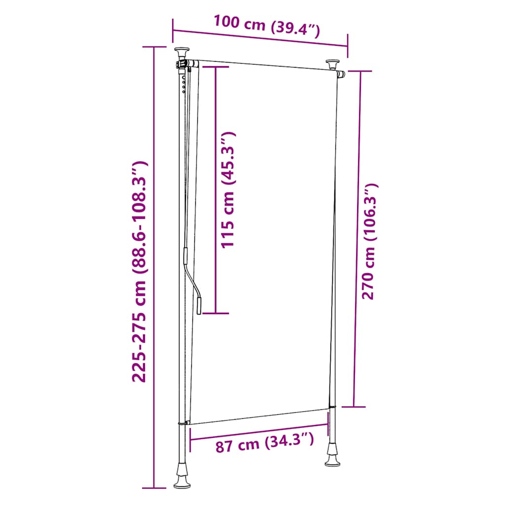 Außenrollo 100 x 270 cm Anthrazit