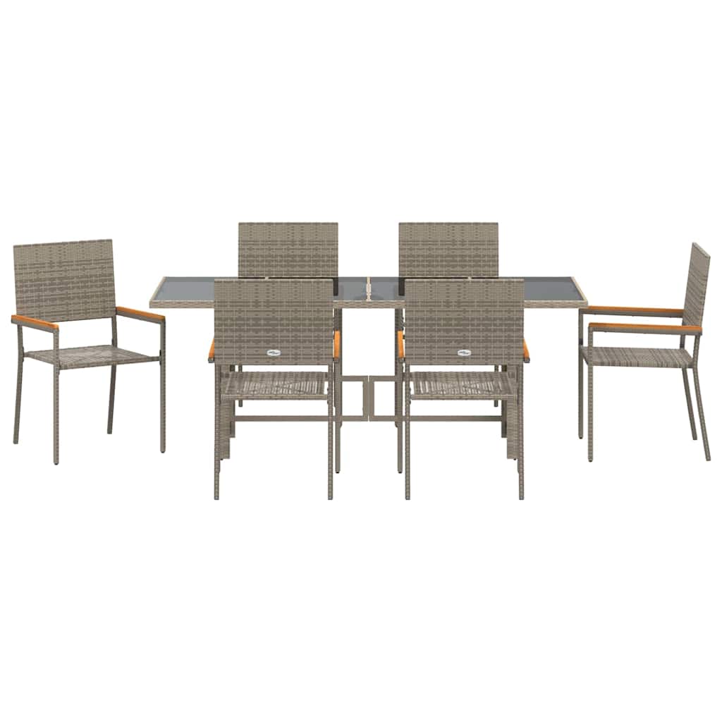 Garten Essgruppe 7 pcs Schwarz Poly-Rattan