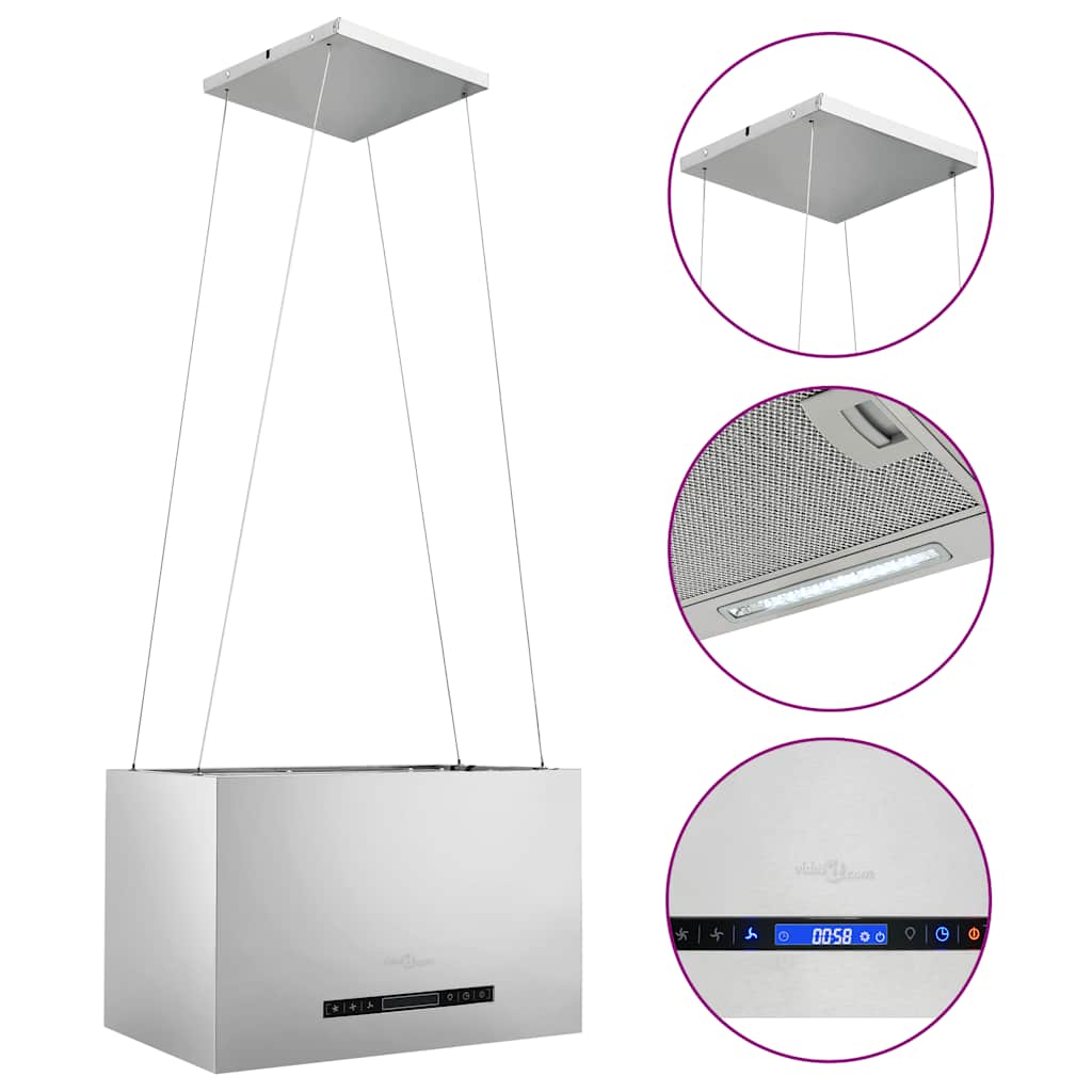 Hängende Inselhaube Touch-Sensor LCD 37 cm Edelstahl