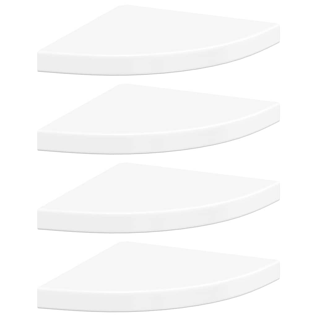 Schwebende Eckregale 2 Stk. Hochglanz-Weiß 25x25x3,8 cm MDF