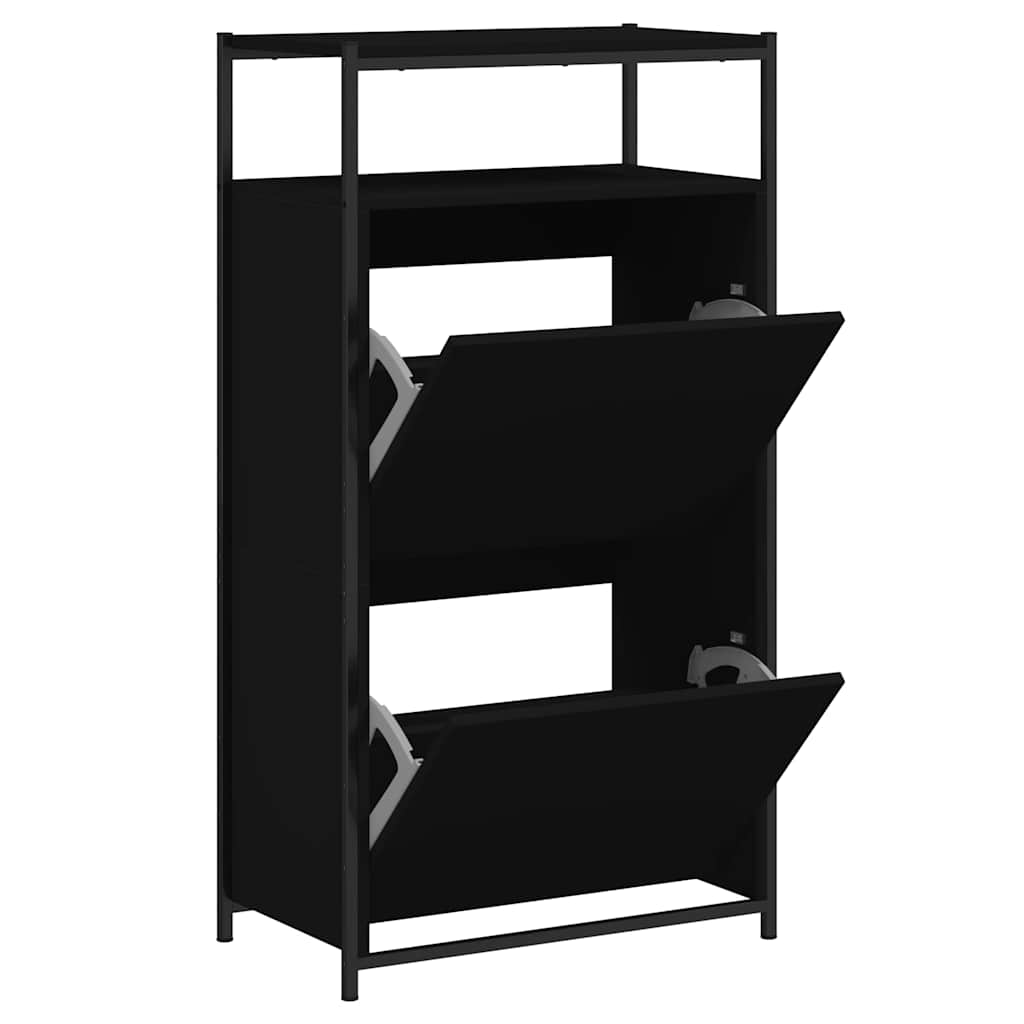 Schuhschrank mit 4 Klappen Sonoma-Eiche 100x34x112 cm