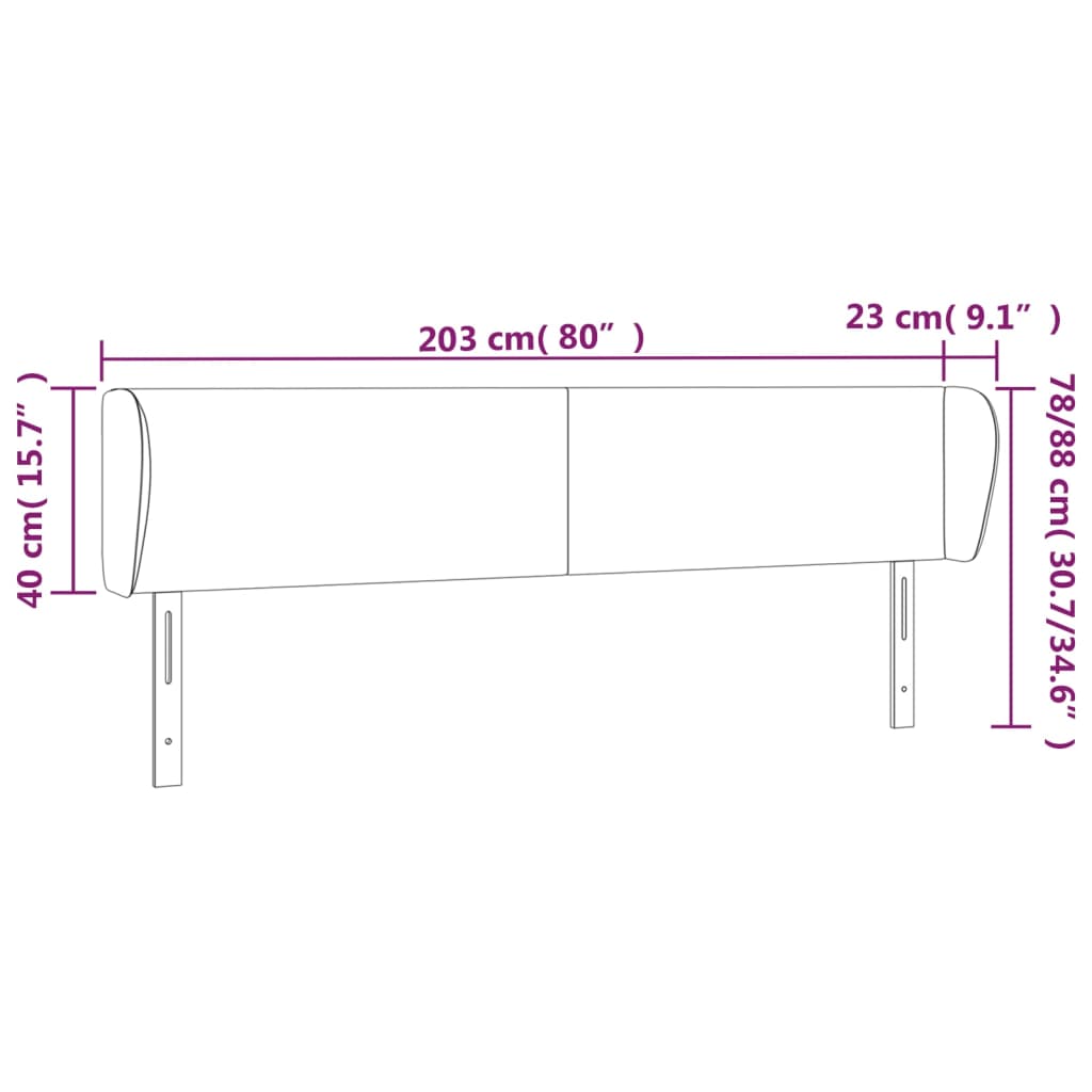 Kopfteil mit Ohren Creme 83x23x78/88 cm Kunstleder