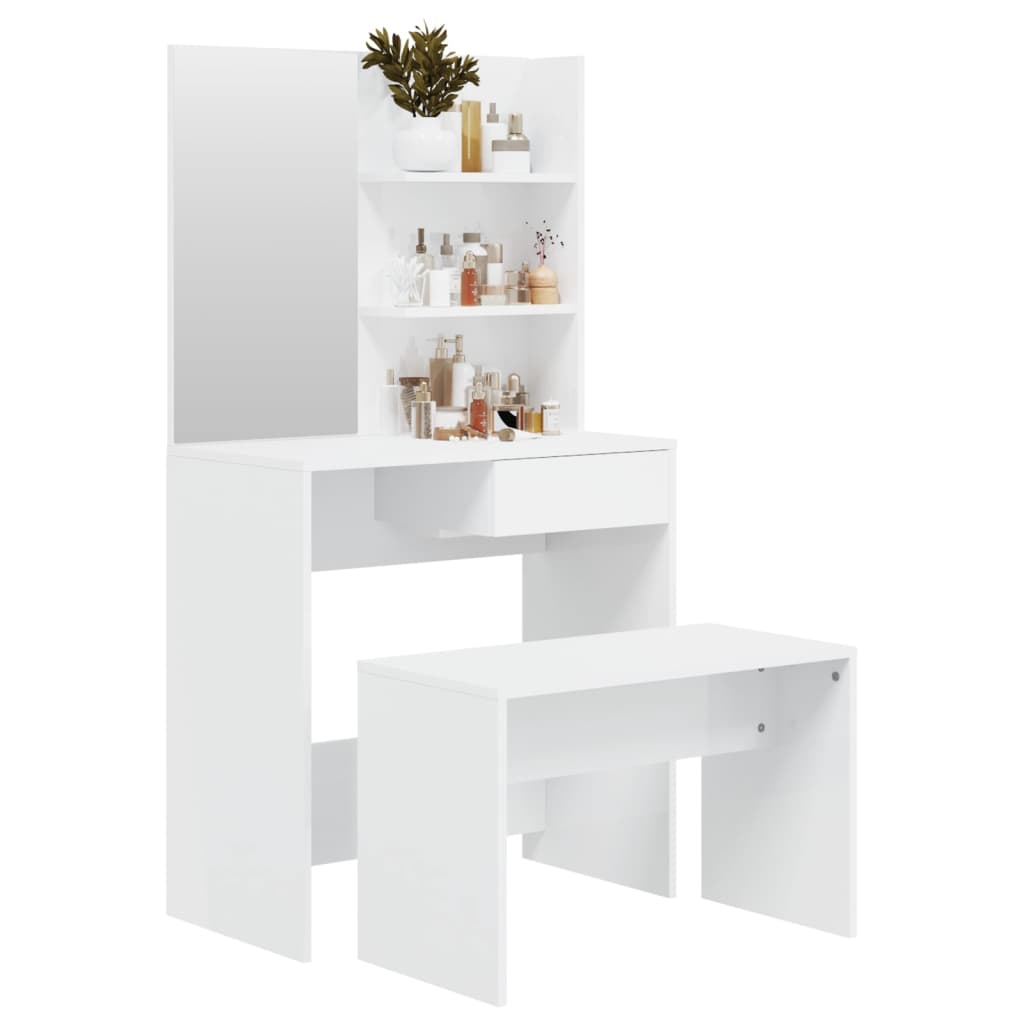 Schminktisch-Set Weiß 74,5x40x141 cm