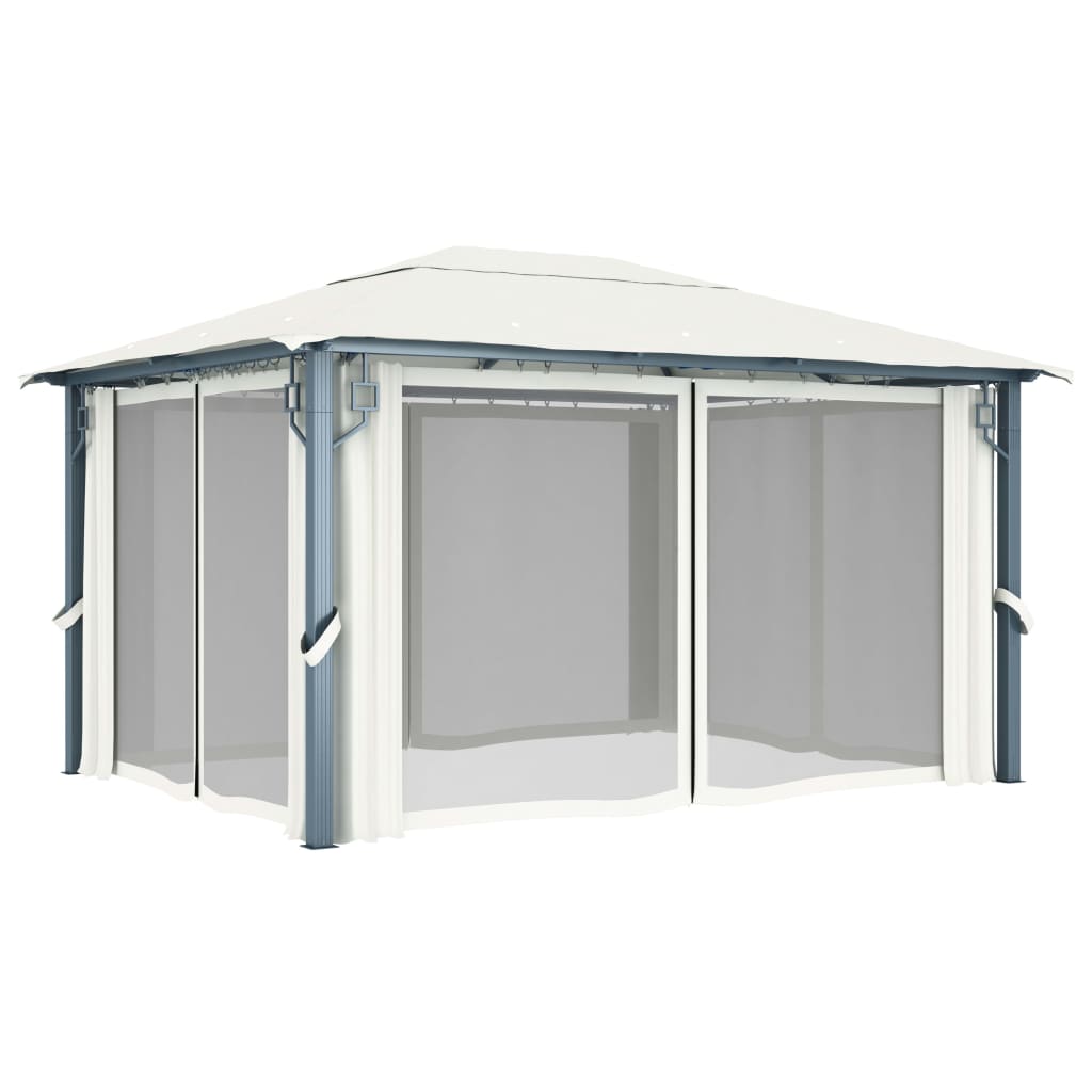 Pavillon mit Vorhang 300x300 cm Taupe Aluminium