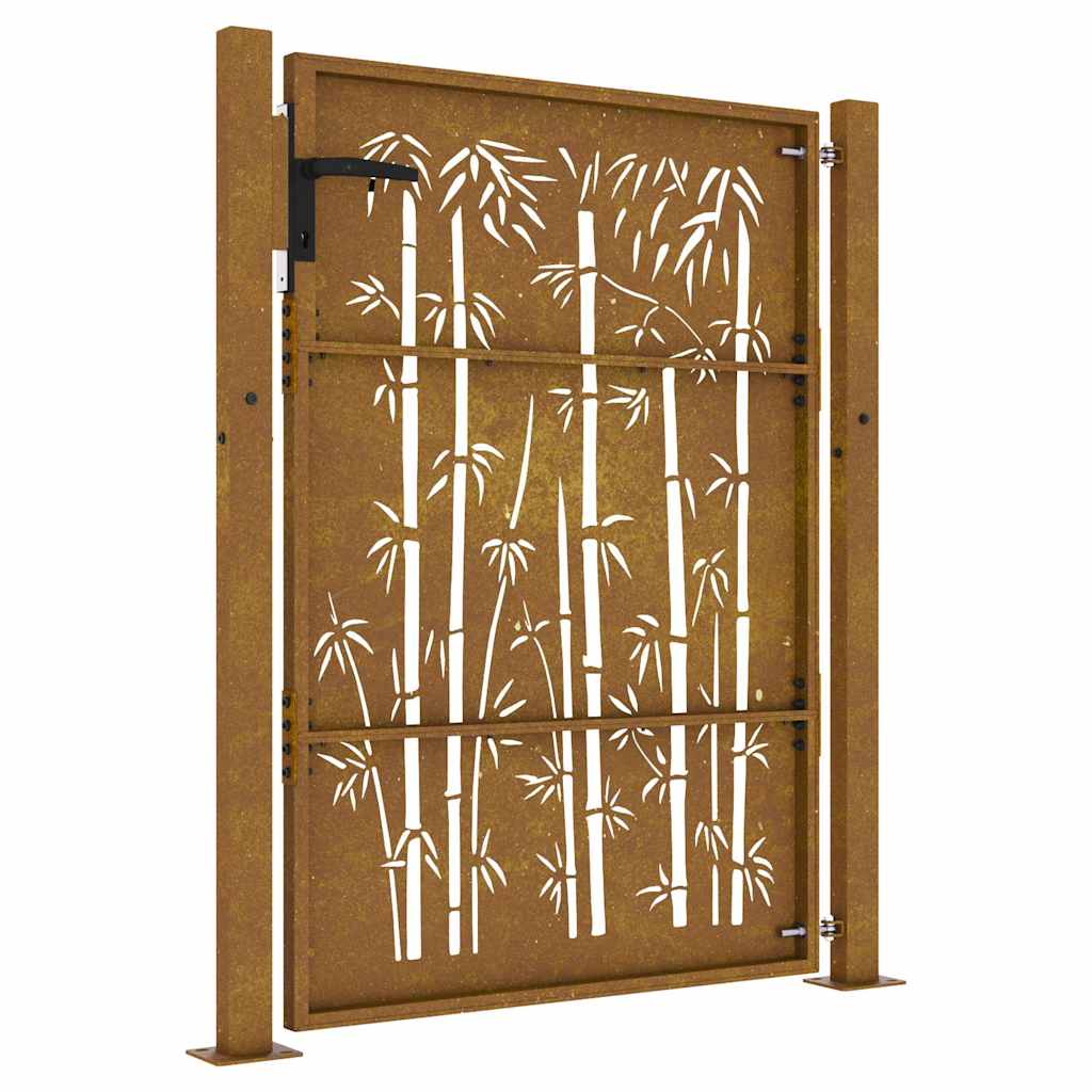 Gartentor 100x75 cm Cortenstahl Bambus-Design