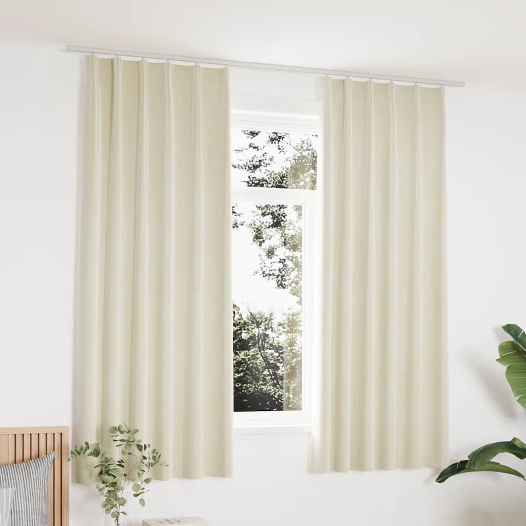 Verdunkelungsvorhänge mit Haken 2 Stk. Samt Schwarz 140x175 cm