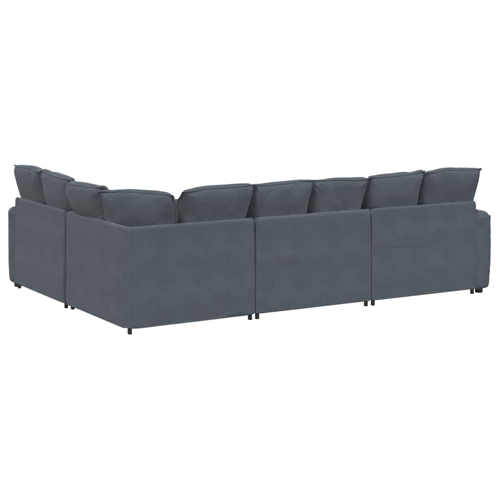 Modulares Sofa mit Kissen Samt Blau