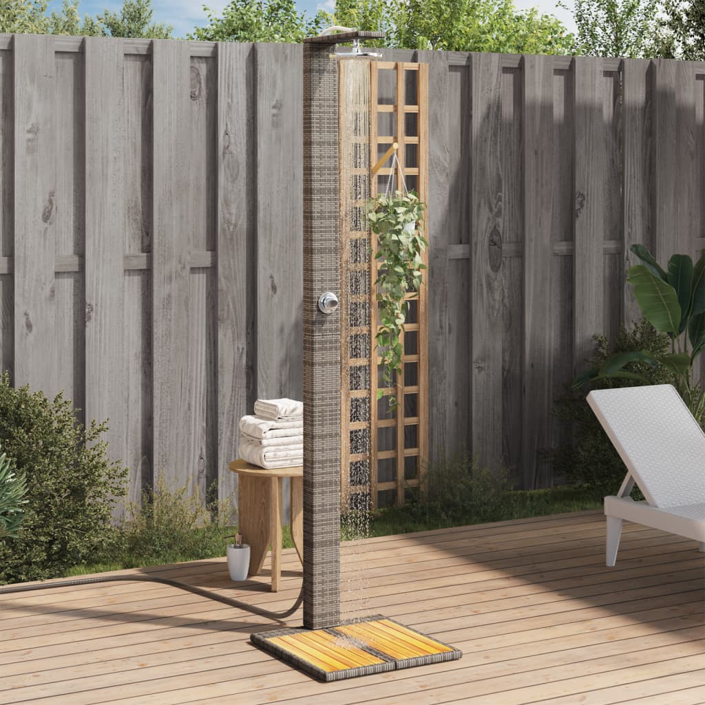 Gartendusche Schwarz 50x55x224 cm Poly Rattan und Akazienholz