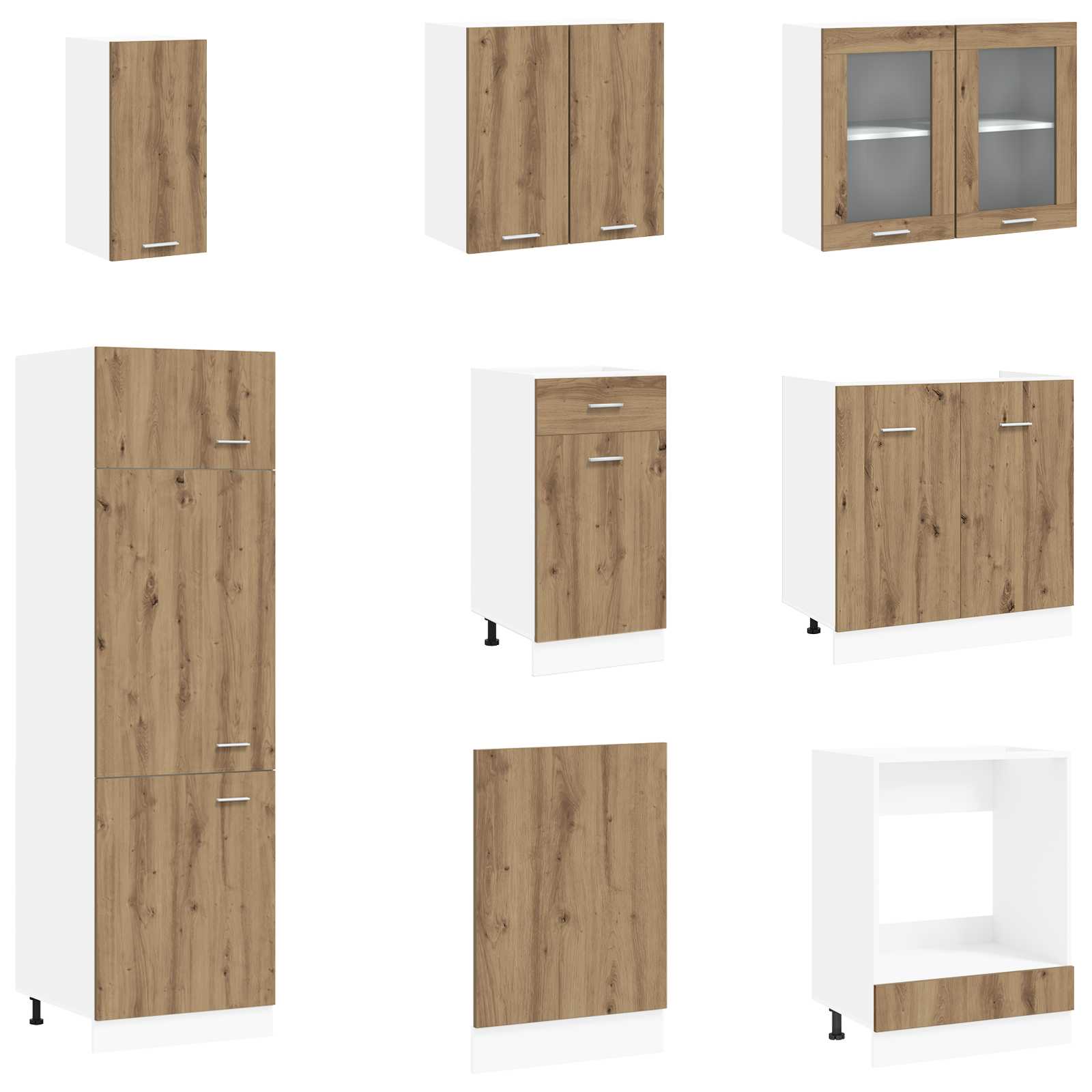 8-tlg. Küchenzeile Lyon Weiß Holzwerkstoff