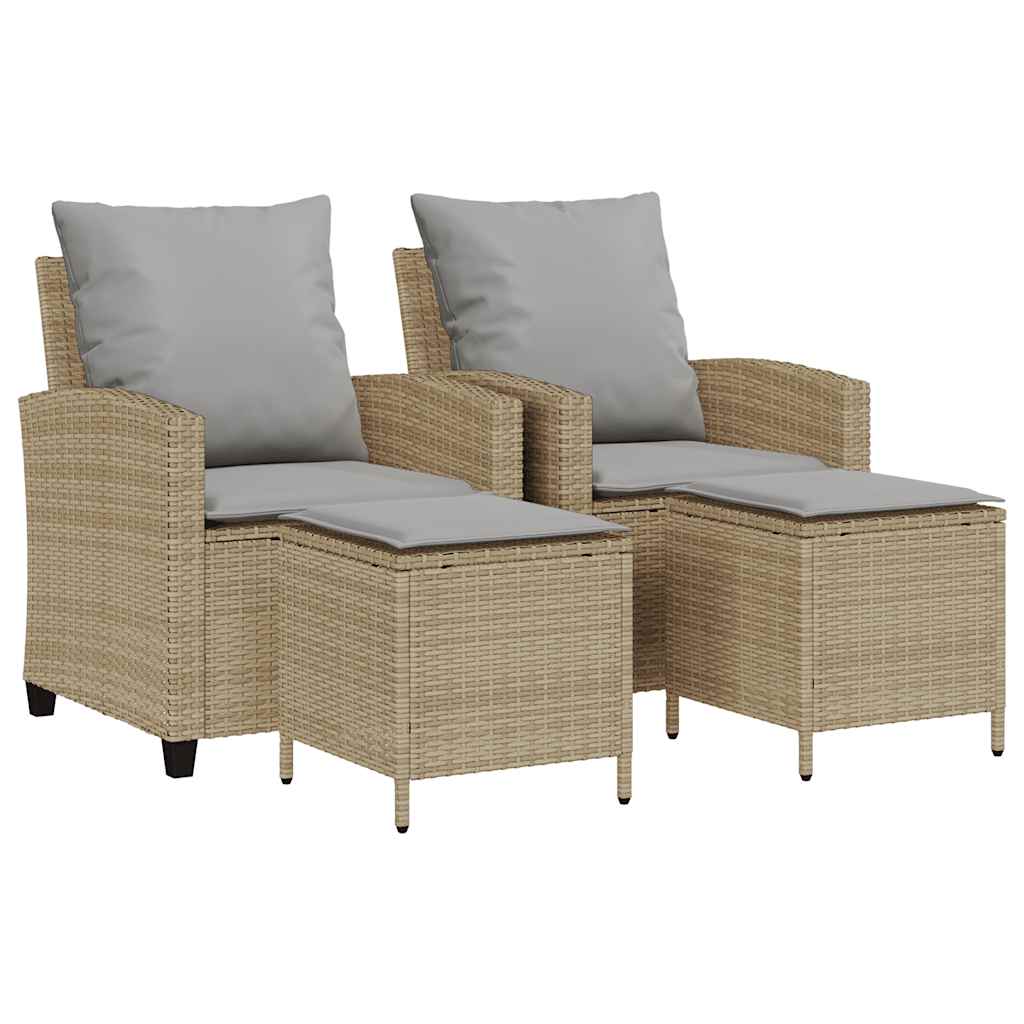 4-tlg. Garten-Sofagarnitur mit Kissen Schwarz Poly Rattan