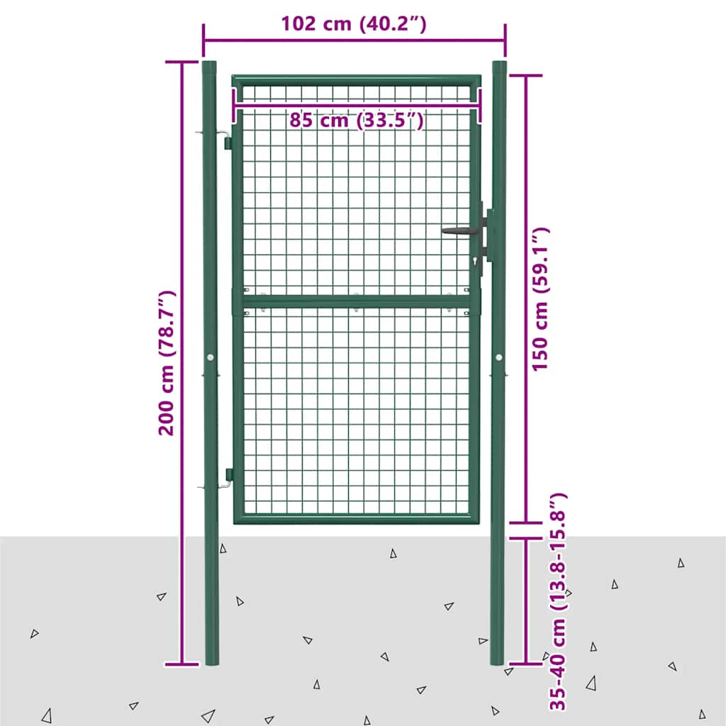 Zauntor Stahl 100x75 cm Grün