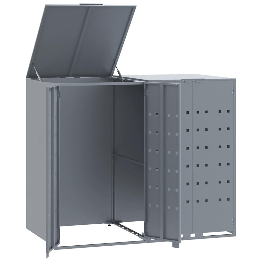 Mülltonnenbox für 2 Tonnen Schwarz 138x79x117 cm Stahl