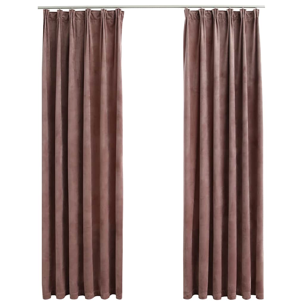 Verdunkelungsvorhänge mit Haken 2 Stk. Samt Schwarz 140x175 cm