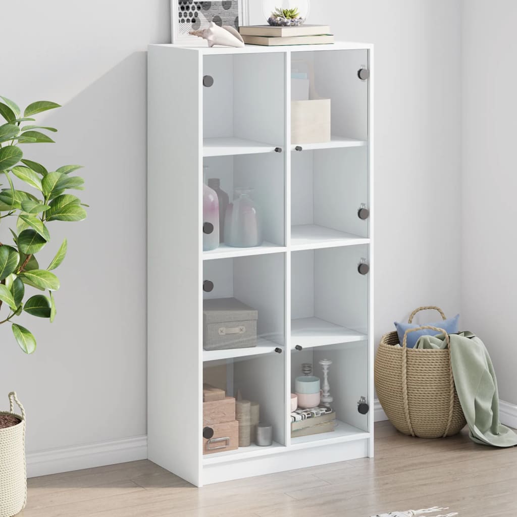 Bücherschrank mit Türen Weiß 136x37x142 cm Holzwerkstoff