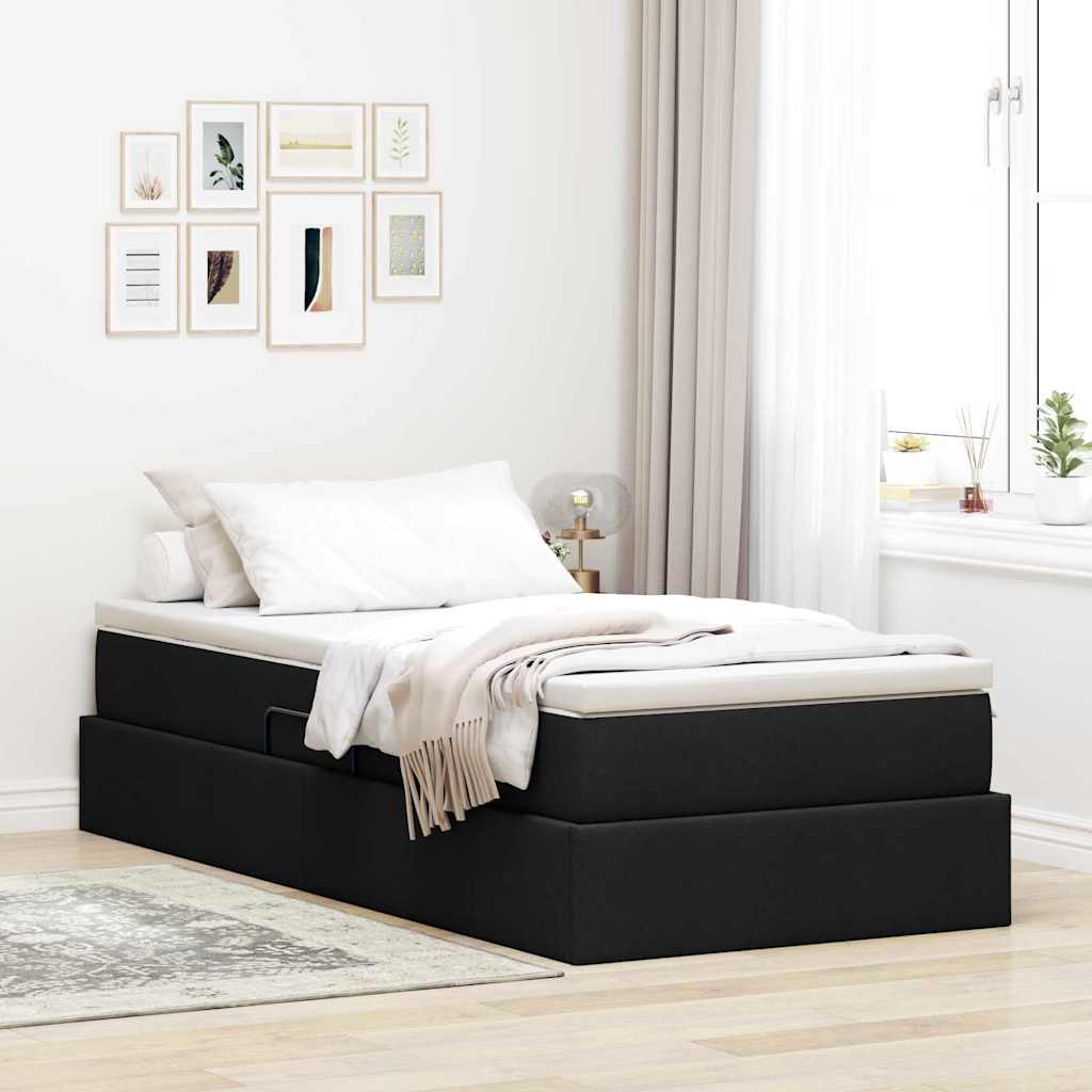 Aufbewahrungsbett mit Matratze Hellgrau 90 x 190 cm Polyester