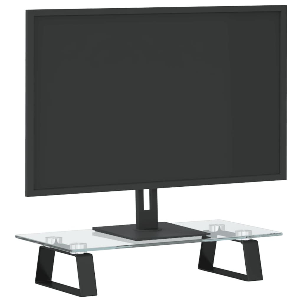 Monitorständer Weiß 60x20x8 cm Hartglas und Metall