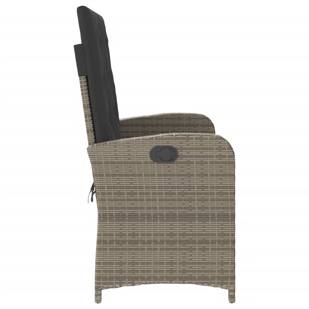 Gartenbank Verstellbar mit Kissen Schwarz Poly Rattan
