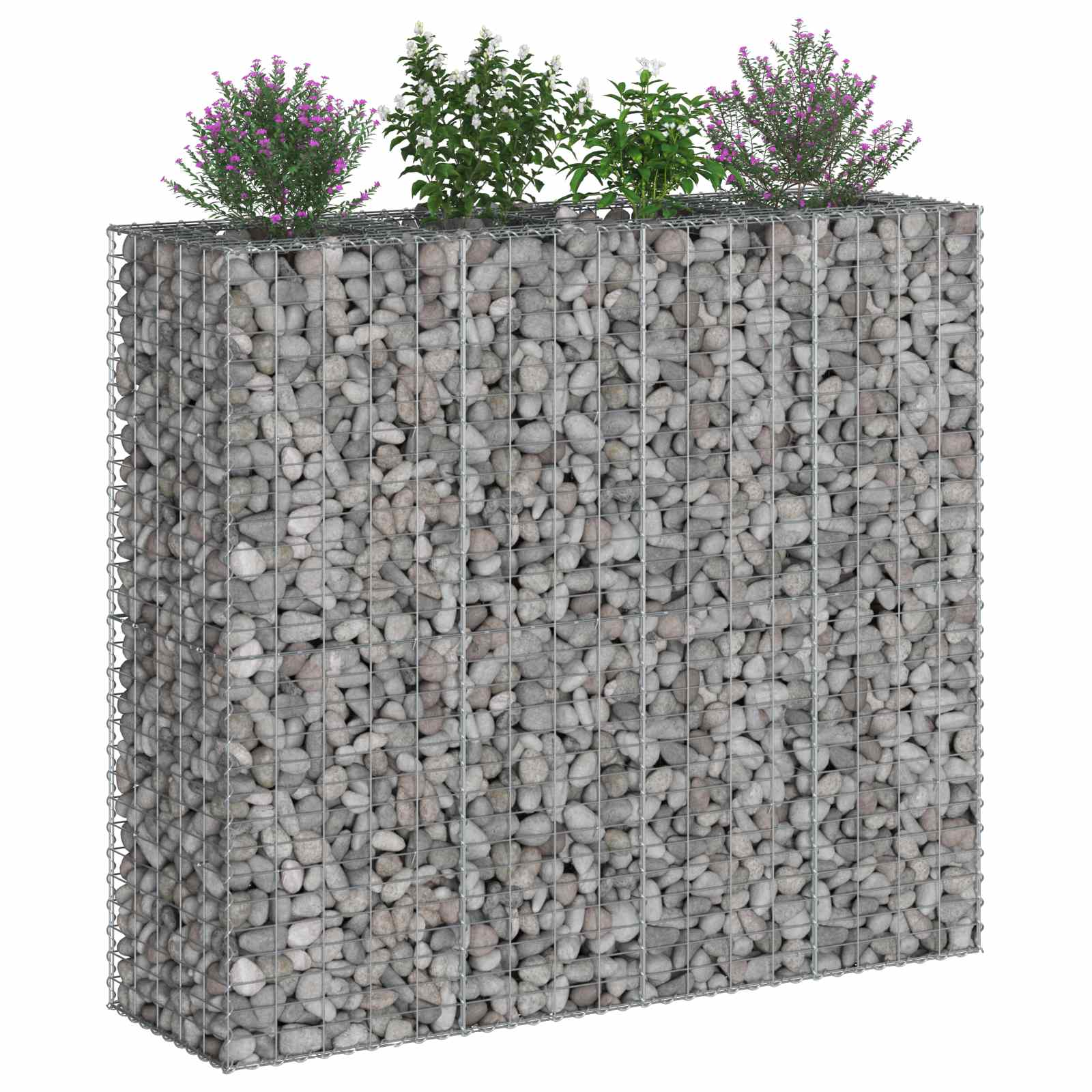 Gabionen Hochbeet 2 pcs Silber 260 x 60 x 55 cm