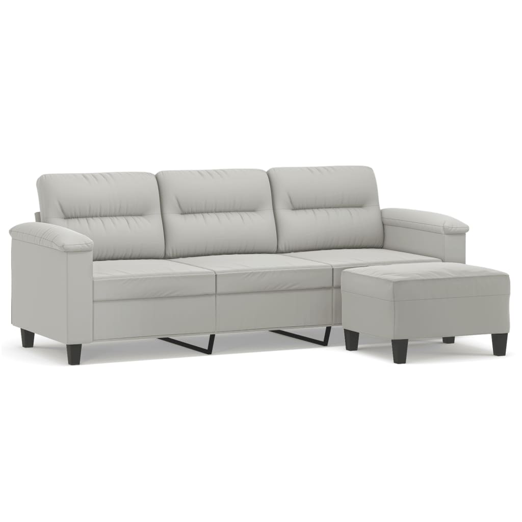 3-Sitzer-Sofa mit Hocker Taupe 180 cm Mikrofasergewebe