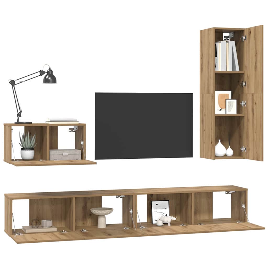 4-tlg. TV-Schrank-Set Sonoma-Eiche Holzwerkstoff