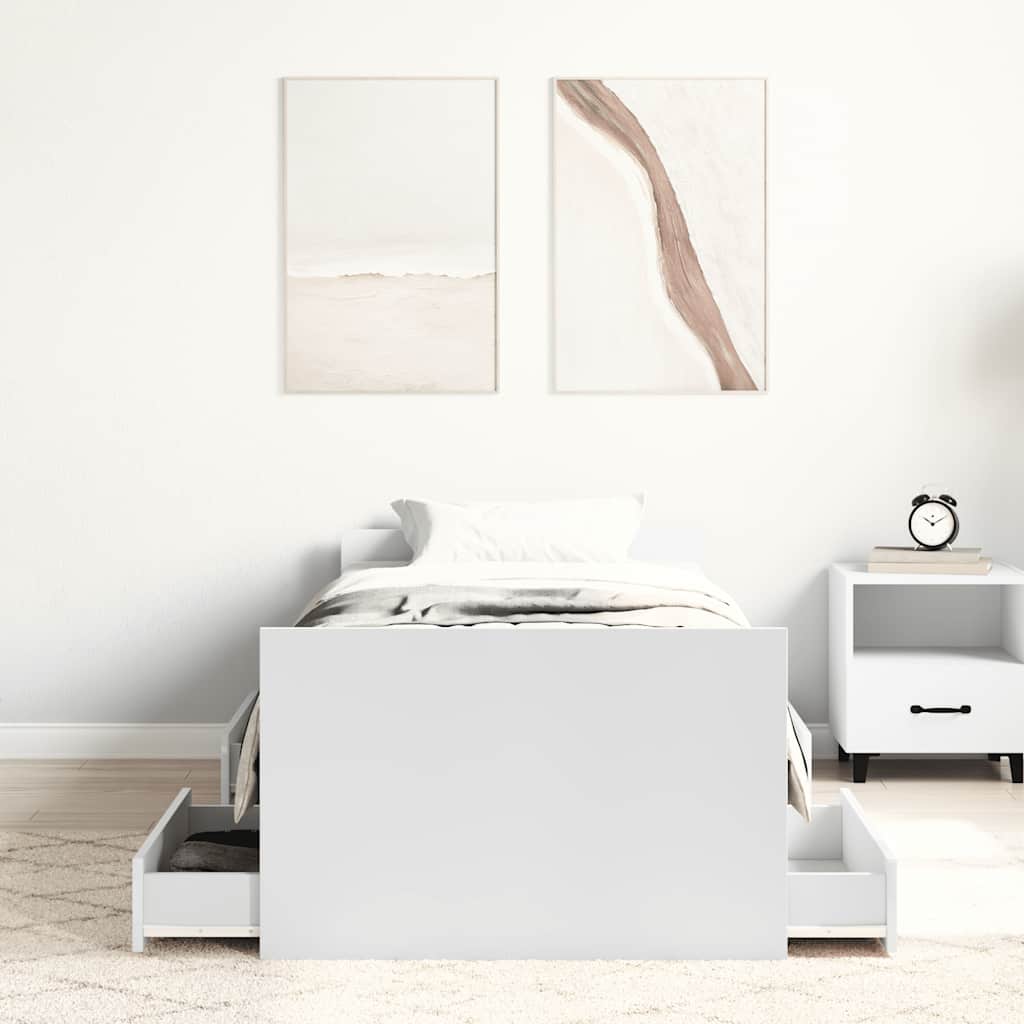Bettgestell mit Kopf- und Fußteil Weiß 100x200 cm