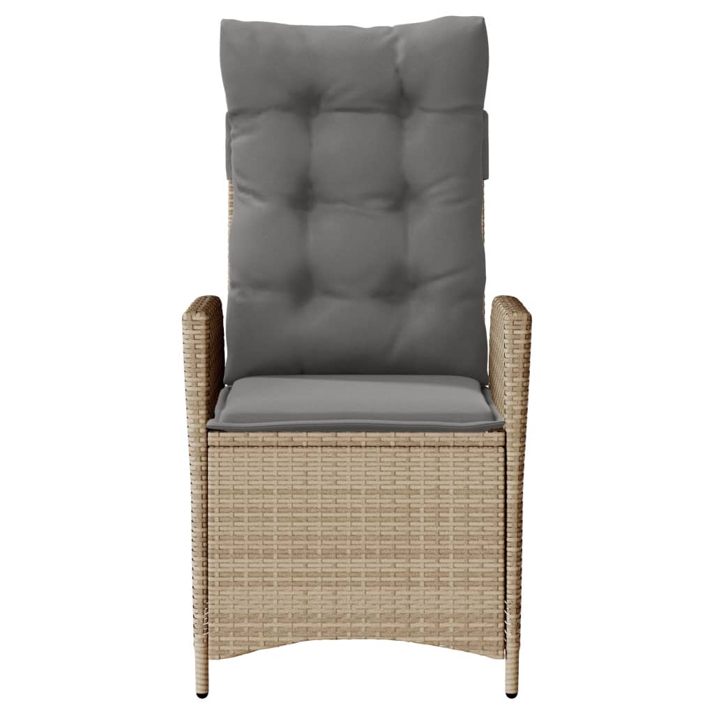 Gartensessel Verstellbar mit Kissen Schwarz Poly Rattan