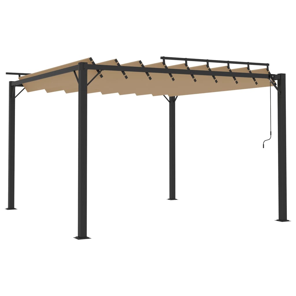 Pergola mit Lamellendach 3x3 m Creme Stoff und Aluminium