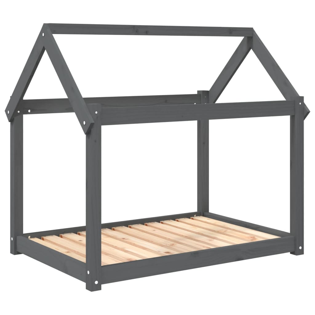 Hundebett Grau 61x50x70 cm Massivholz Kiefer