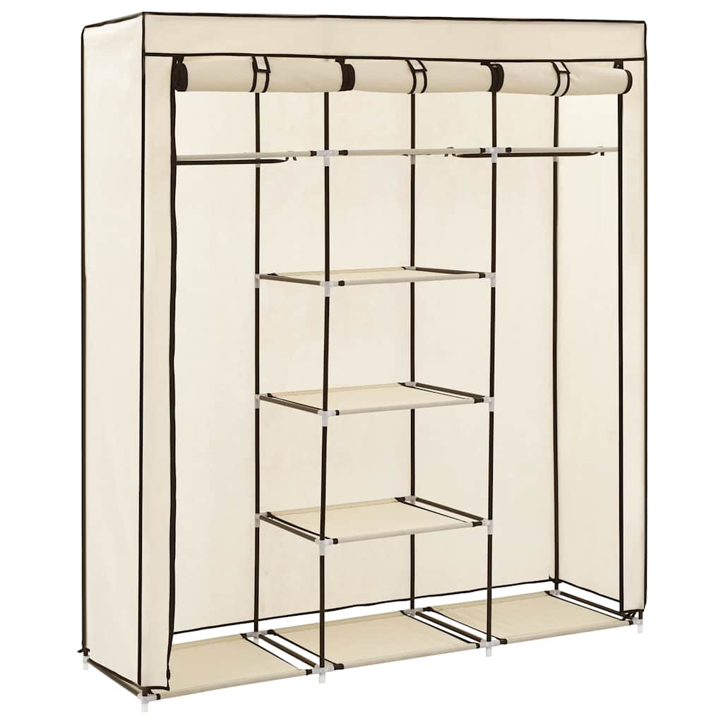 Kleiderschrank mit Fächern Stangen Schwarz 150x45x175cm Stoff