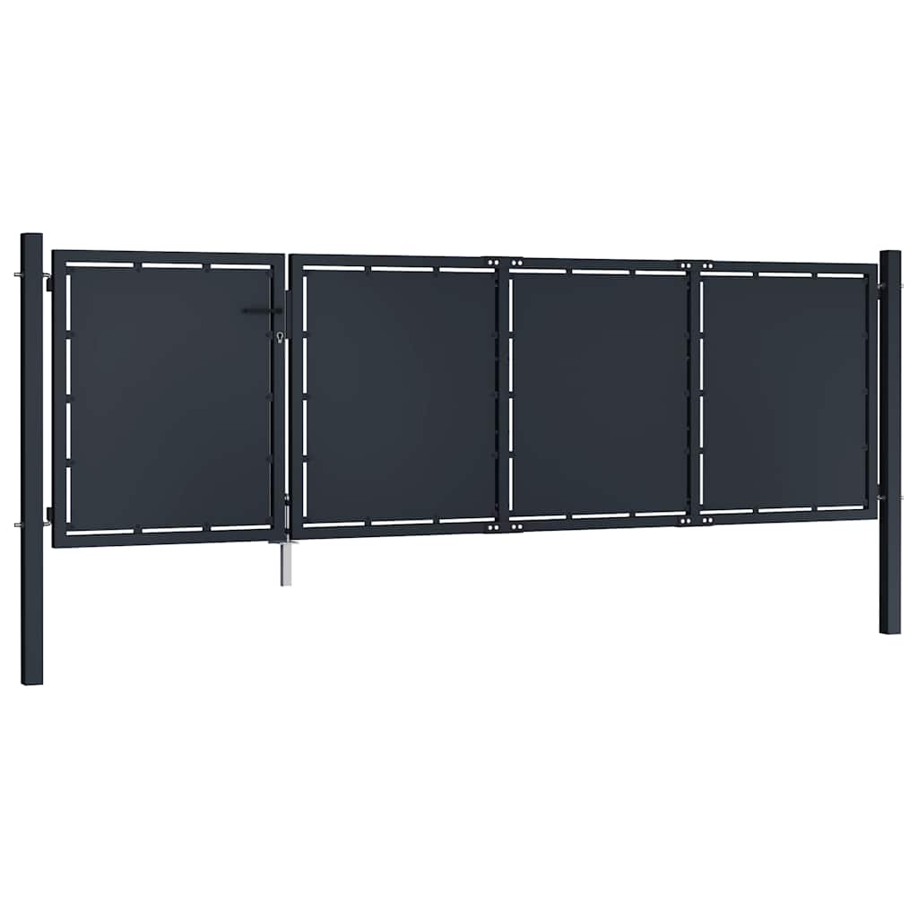 Gartentor aus Stahl 300 x 75 cm Anthrazit