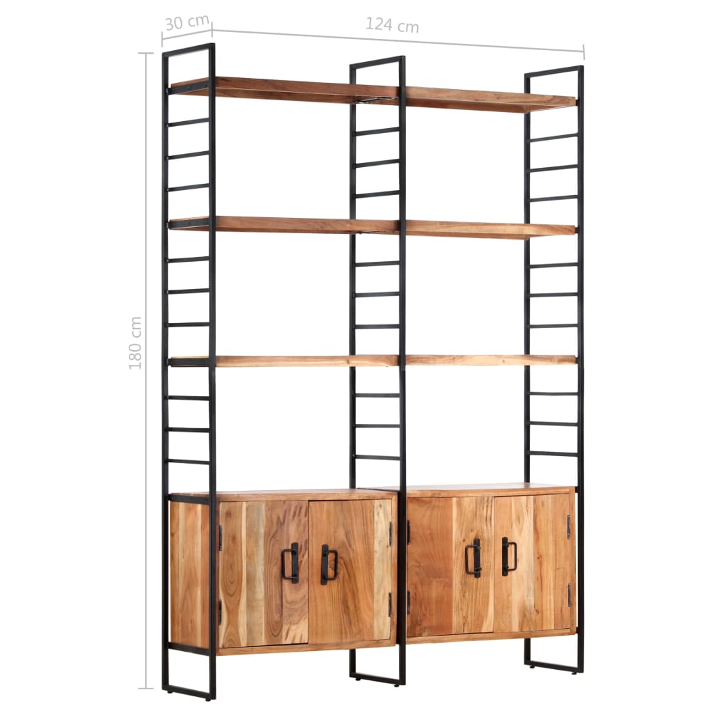 Bücherregal 4 Ebenen 124x30x180 cm Altholz Massiv