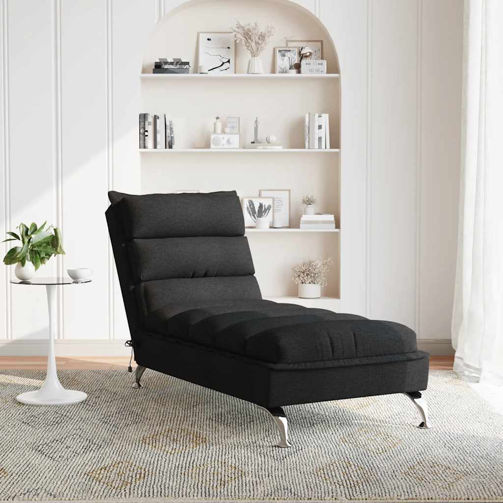 Chaiselongue mit Kissen Hellgrau Stoff