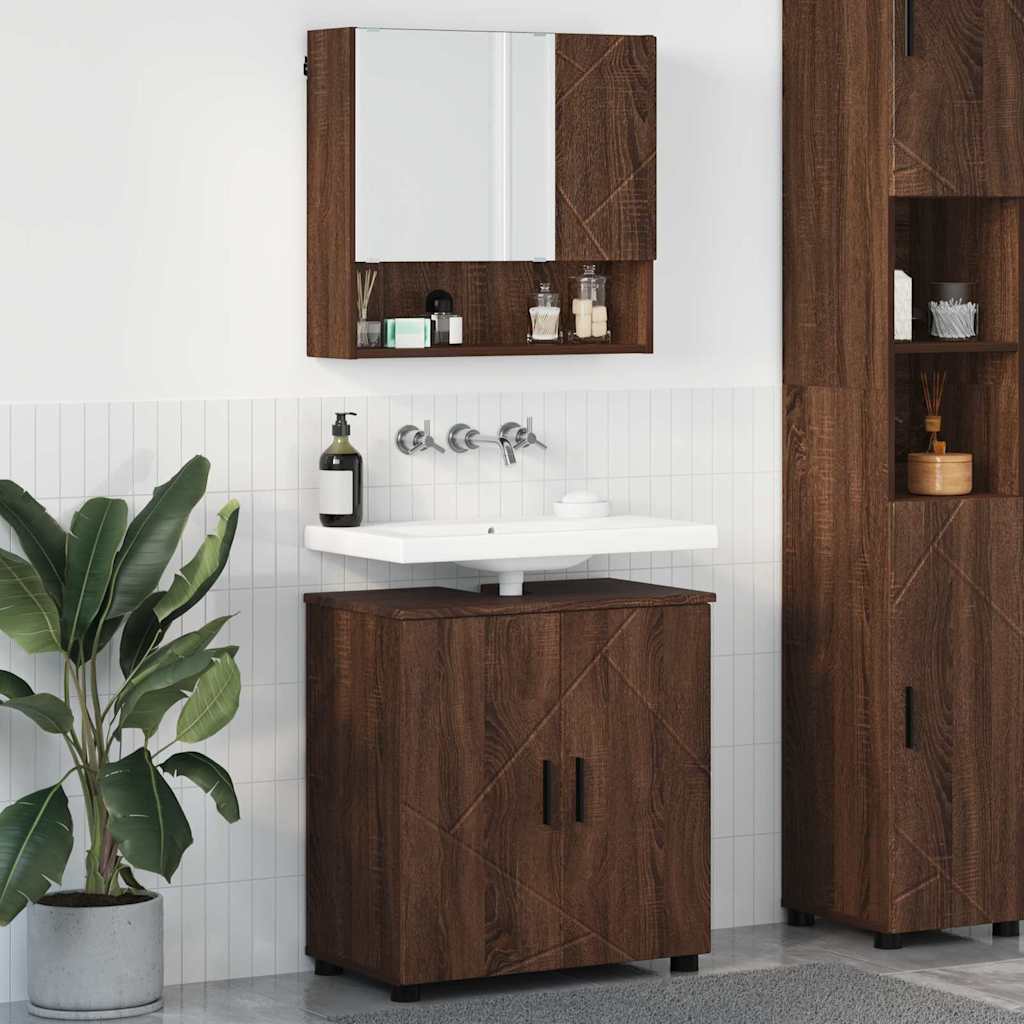 Badezimmermöbel-Set mit Tür 2 pcs Weiß Holzwerkstoff & Metall
