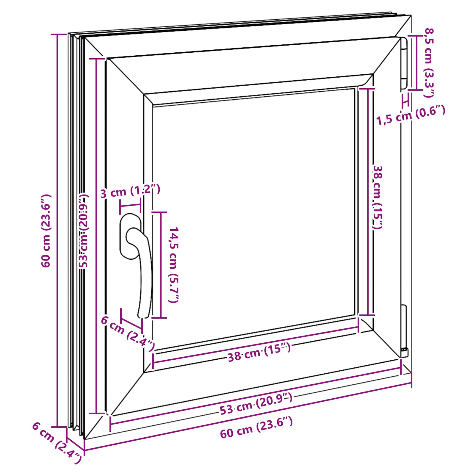 Kellerfenster RISOR 50 x 50 cm PVC und Glas Weiß