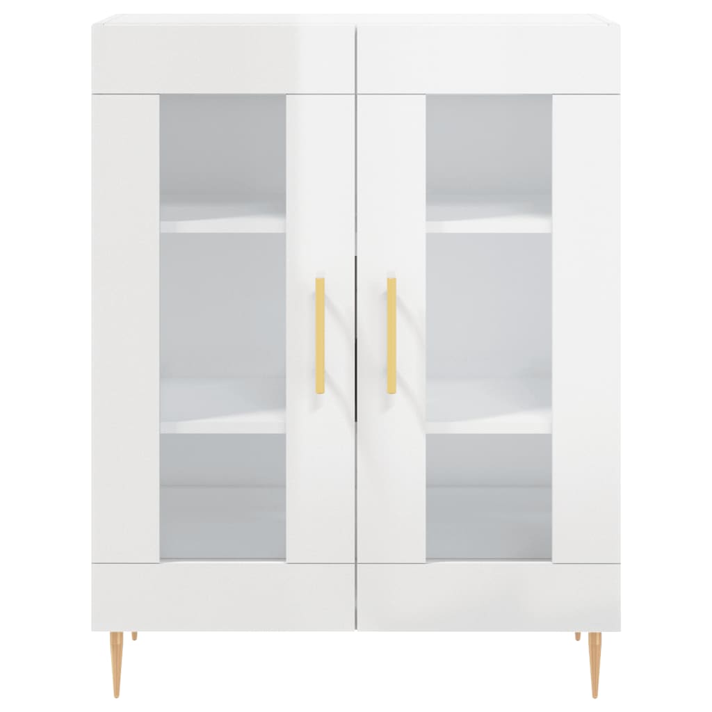 Highboard Hochglanz-Weiß 69,5x34x180 cm Holzwerkstoff