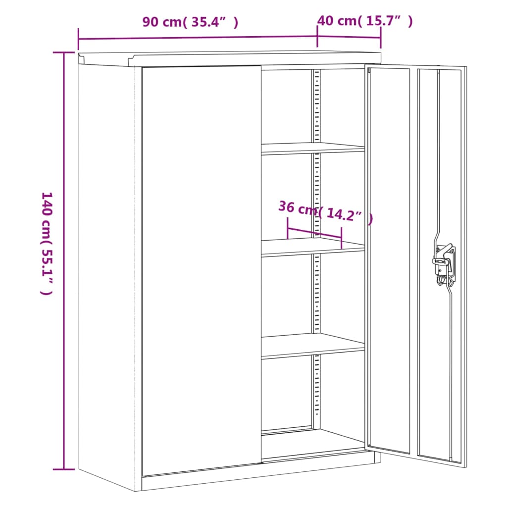 Aktenschrank Weiß 90x40x110 cm Stahl