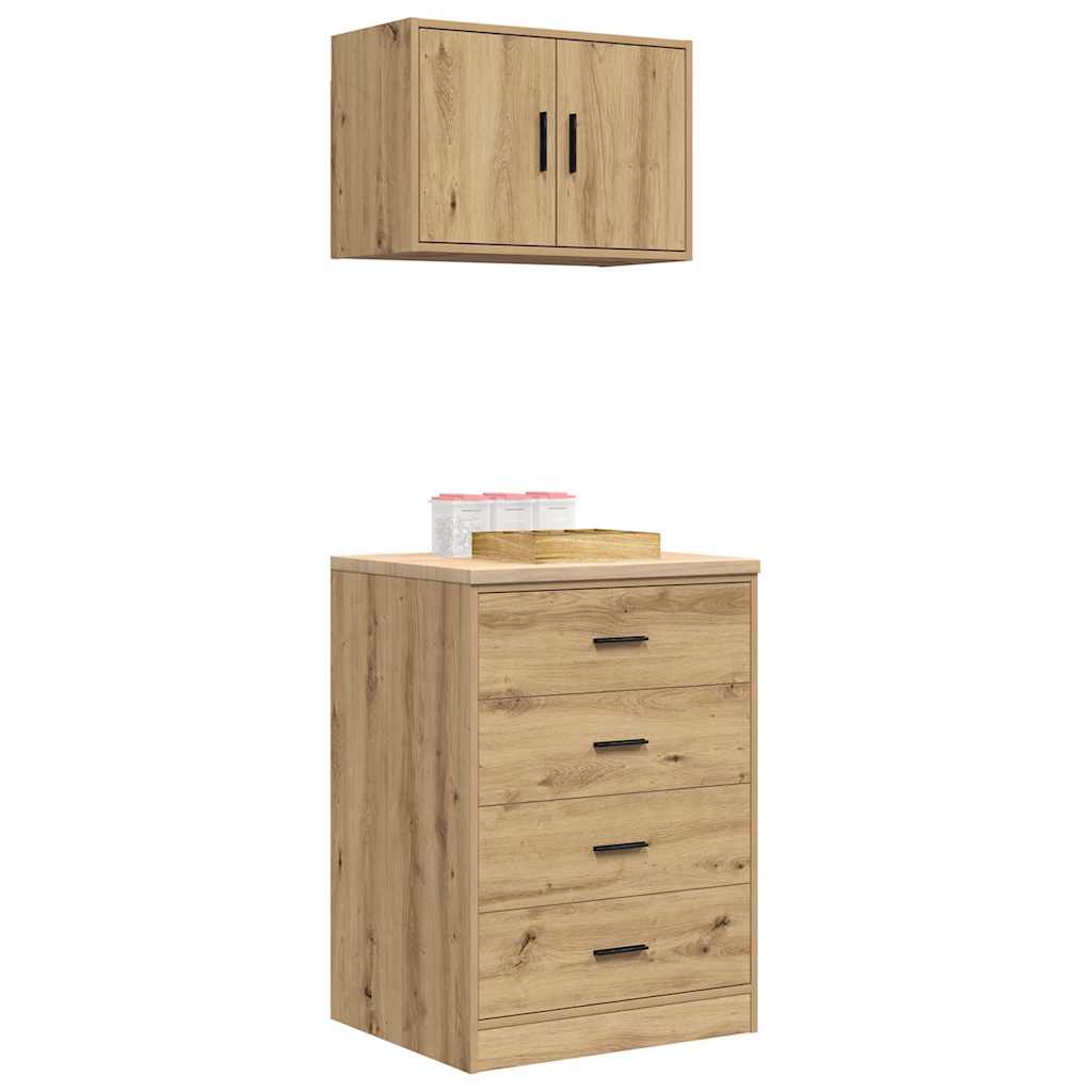 Garagenschränke 2 Stk. Schwarz Holzwerkstoff