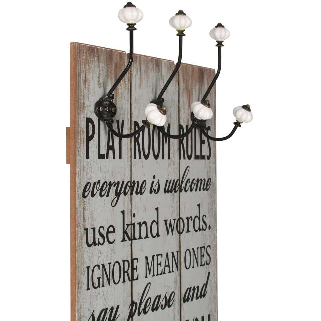 Wandgarderobe mit 6 Haken 120 x 40 cm "HOME IS