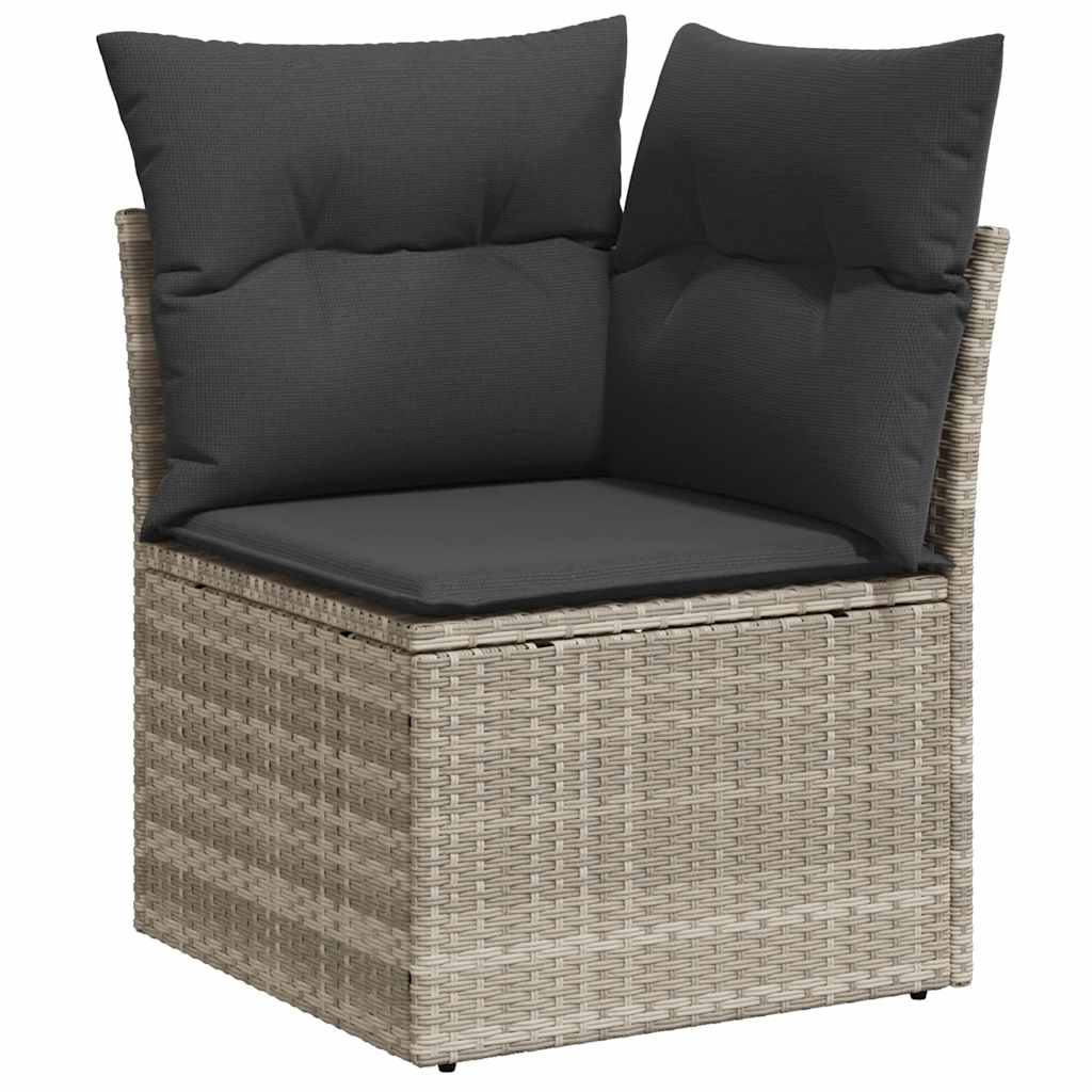 10-tlg. Garten-Sofagarnitur mit Kissen Schwarz Poly Rattan