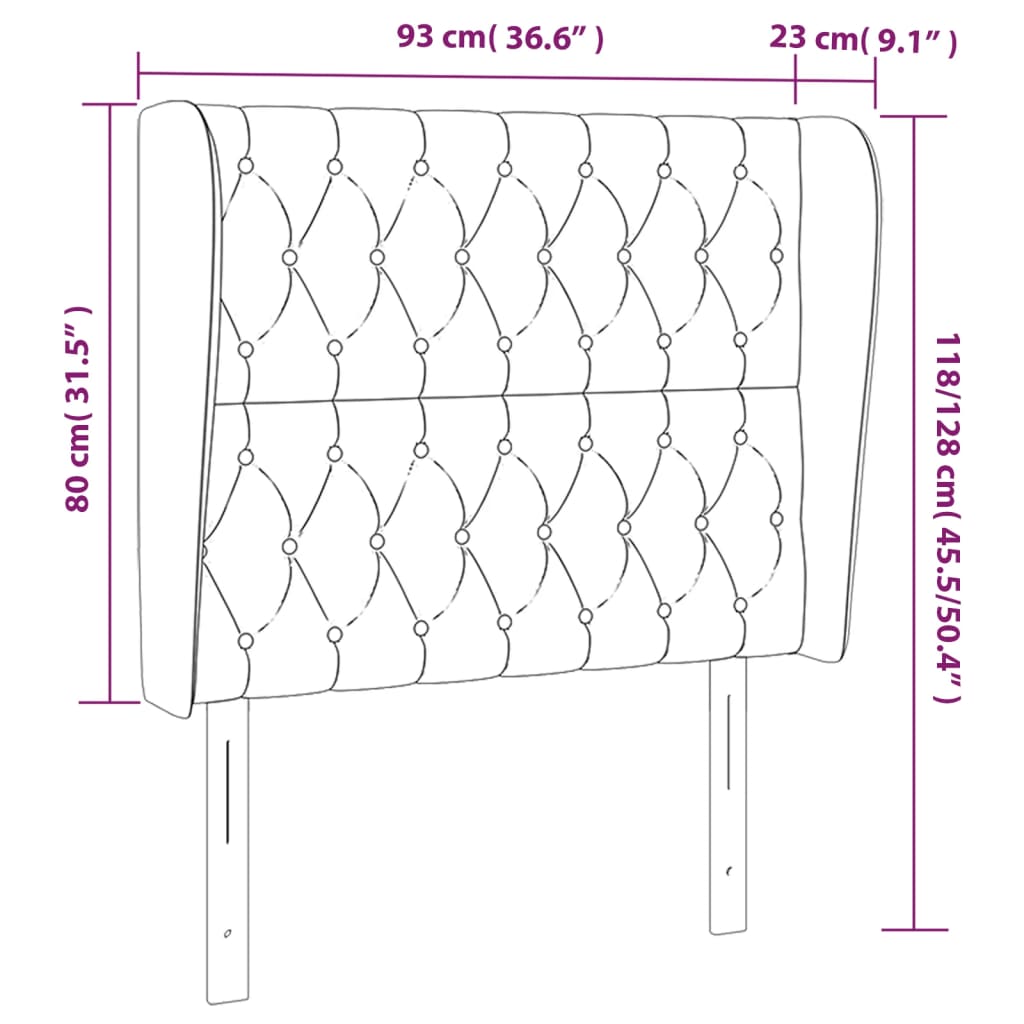 Kopfteil mit Ohren Dunkelblau 93x23x78/88 cm Samt