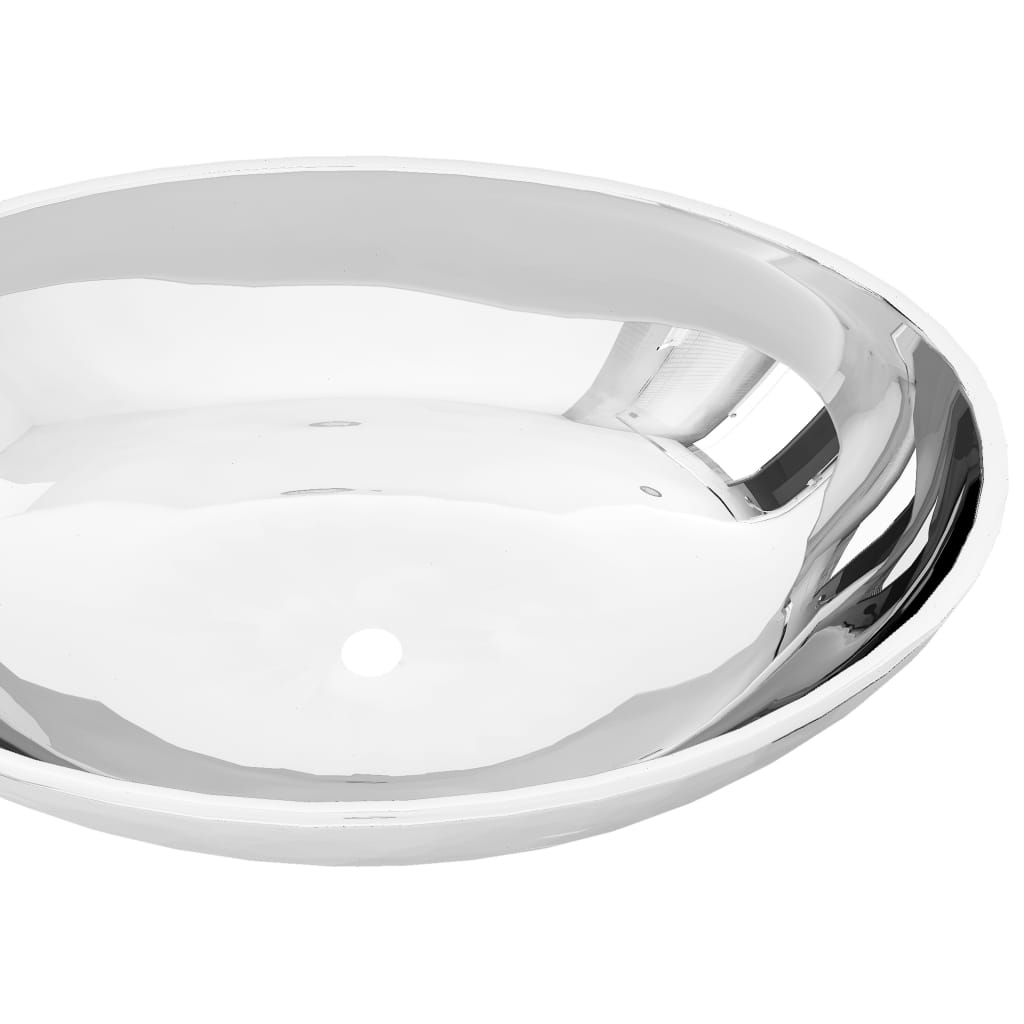 Luxus Keramik Waschbecken Oval Weiß 40 x 33 cm