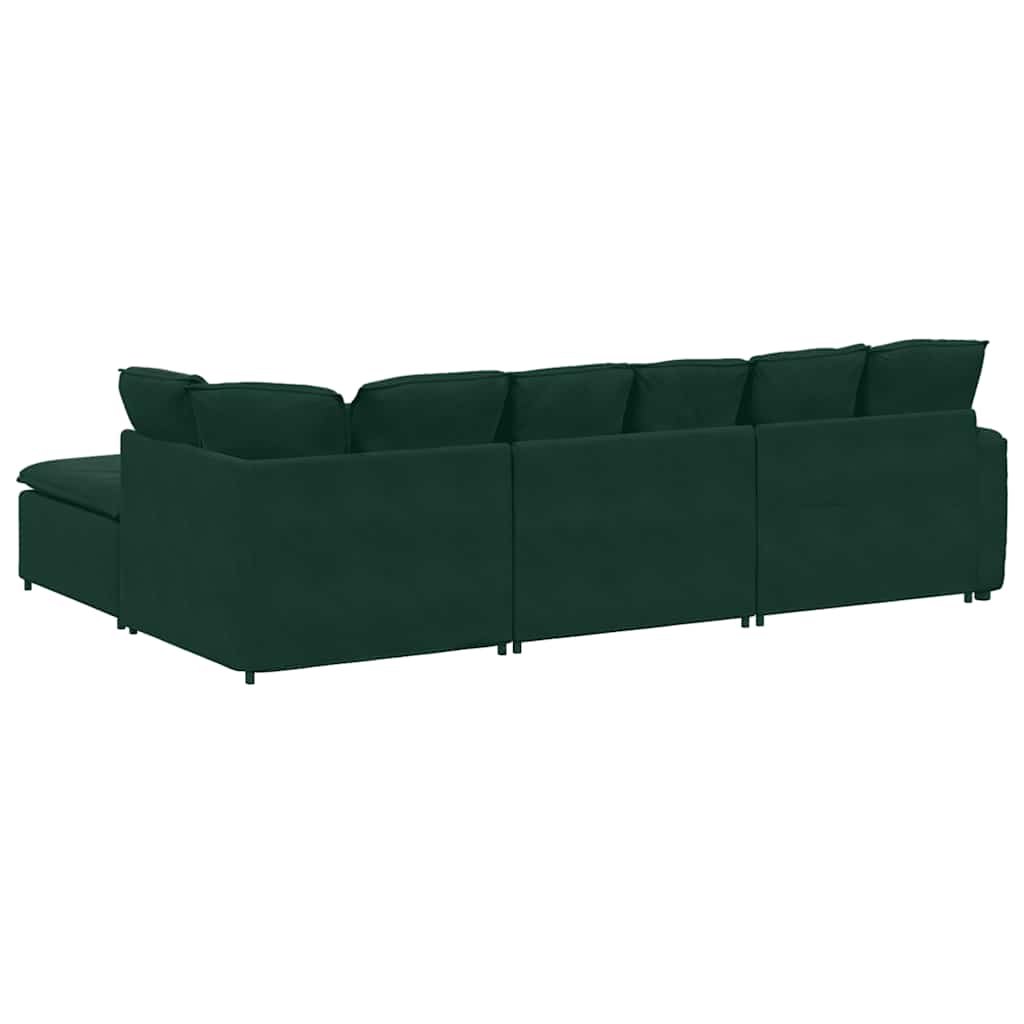 Modulares Sofa mit Fußhocker Kissen Samt Blau