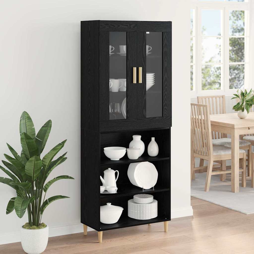 Highboard Altholz 69,5 x 34 x 180 cm Engineered Wood und Glas