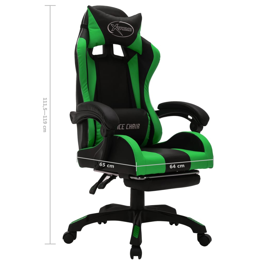 Gaming-Stuhl mit RGB LED-Leuchten Blau und Schwarz Kunstleder