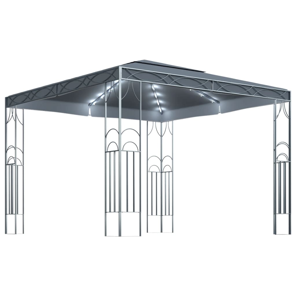 Pavillon mit LED-Lichterkette 300x300 cm Cremeweiß