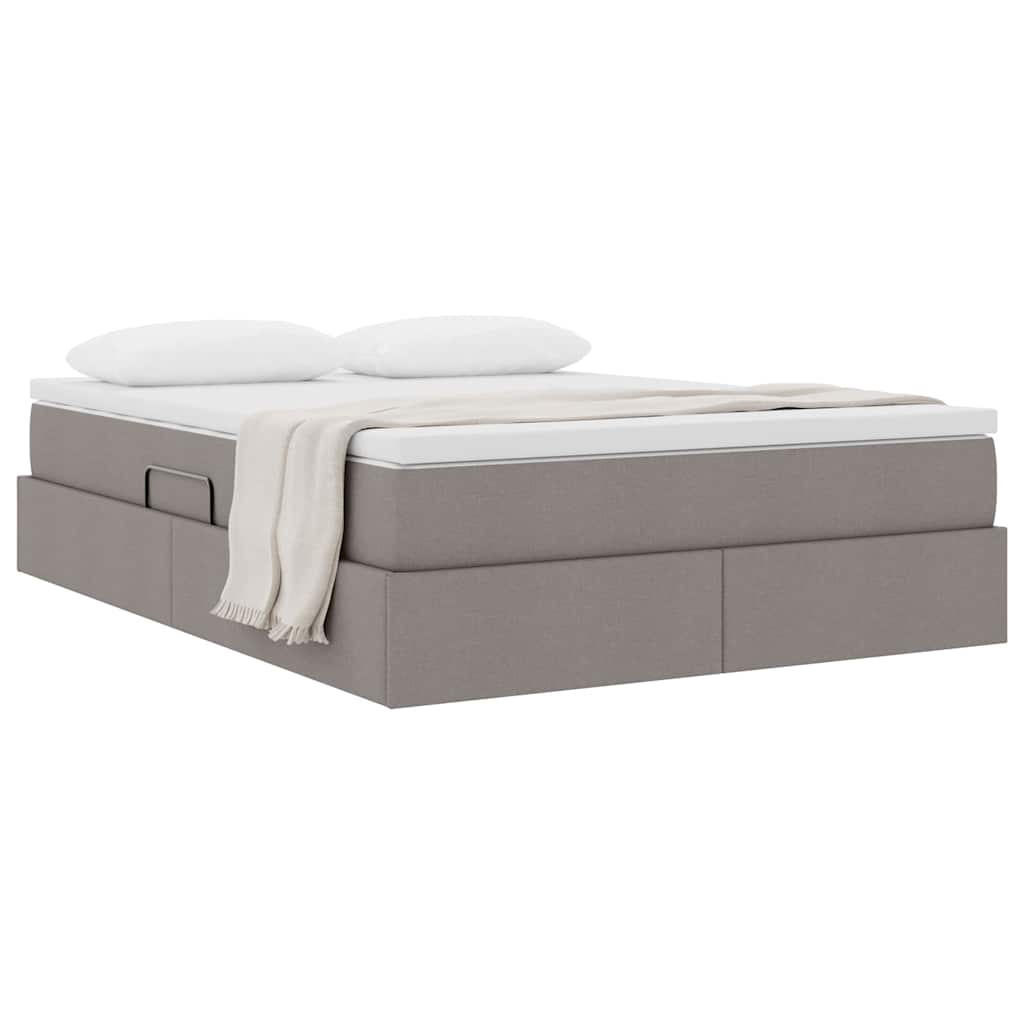 Aufbewahrungsbett mit Matratze Hellgrau 90 x 190 cm Polyester
