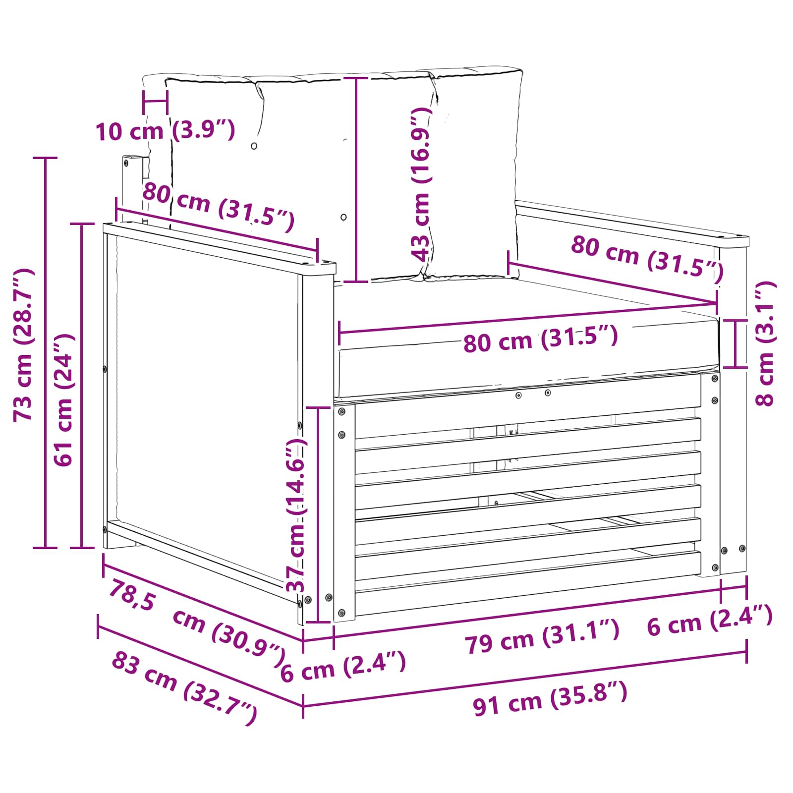 2 Stück Outdoor-Sofa Natur