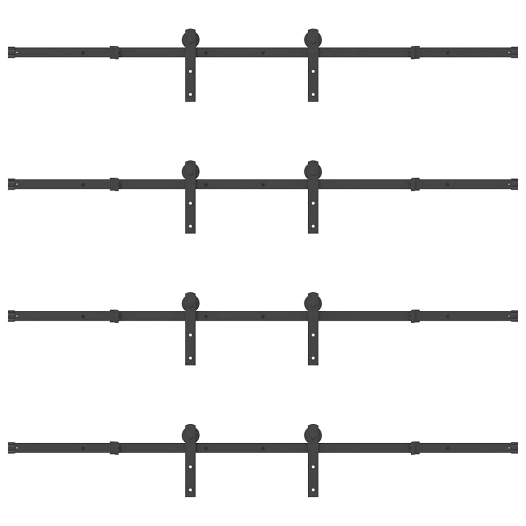 Schiebetürbeschlag-Set 183 cm Stahl Schwarz