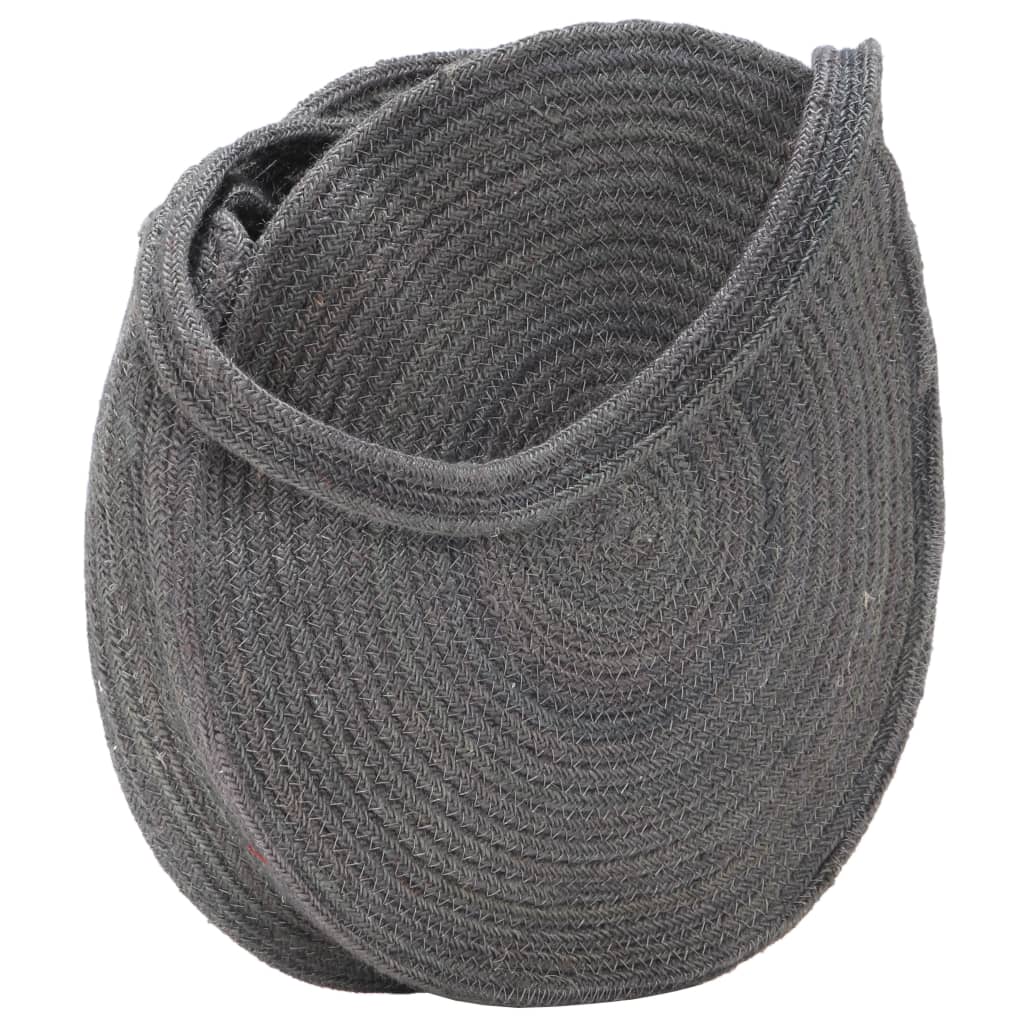 Runde Schultertasche Dunkelgrau Handgefertigt Jute