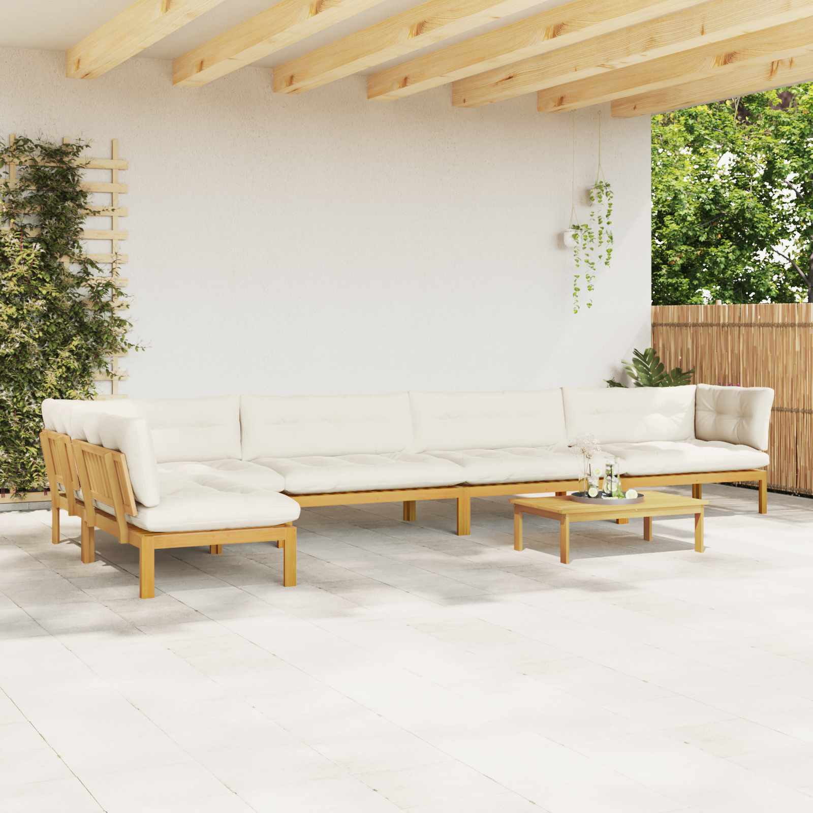 3-tlg. Garten-Sofagarnitur aus Paletten Massivholz Akazie